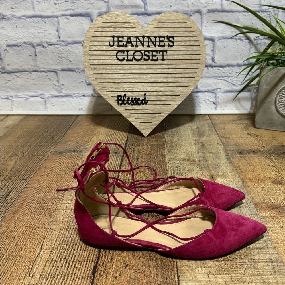 J. Crew Suede Lace-Up Pointed Toe Flats